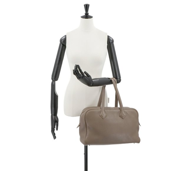 Hermes Hermès Victoria II 35 handbag in Taurillon Clemence Etoupe leather wit... - Picture 10 of 10